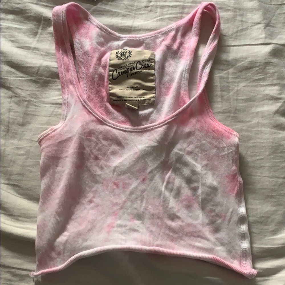 Pink crop top tie dye top